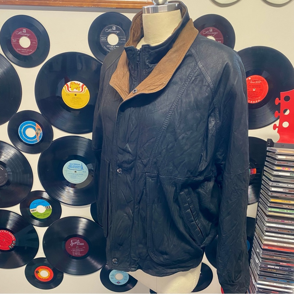 Vintage Black Slouchy Leather Jacket Remy Leather Size 40